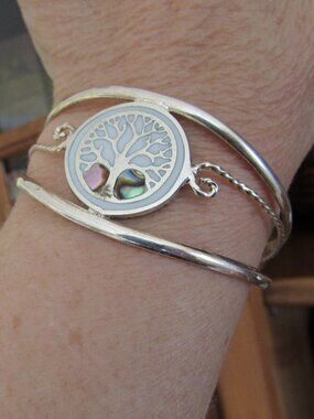 Alpaca Mexico Tree of Life Abalone Mother of Pearl Cuff Bracelet